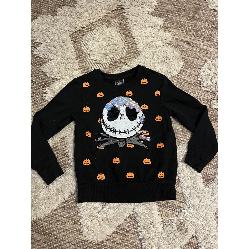 Jack Skellington Girls Flip‎ Sequin Sweatshirt Disney Size Small